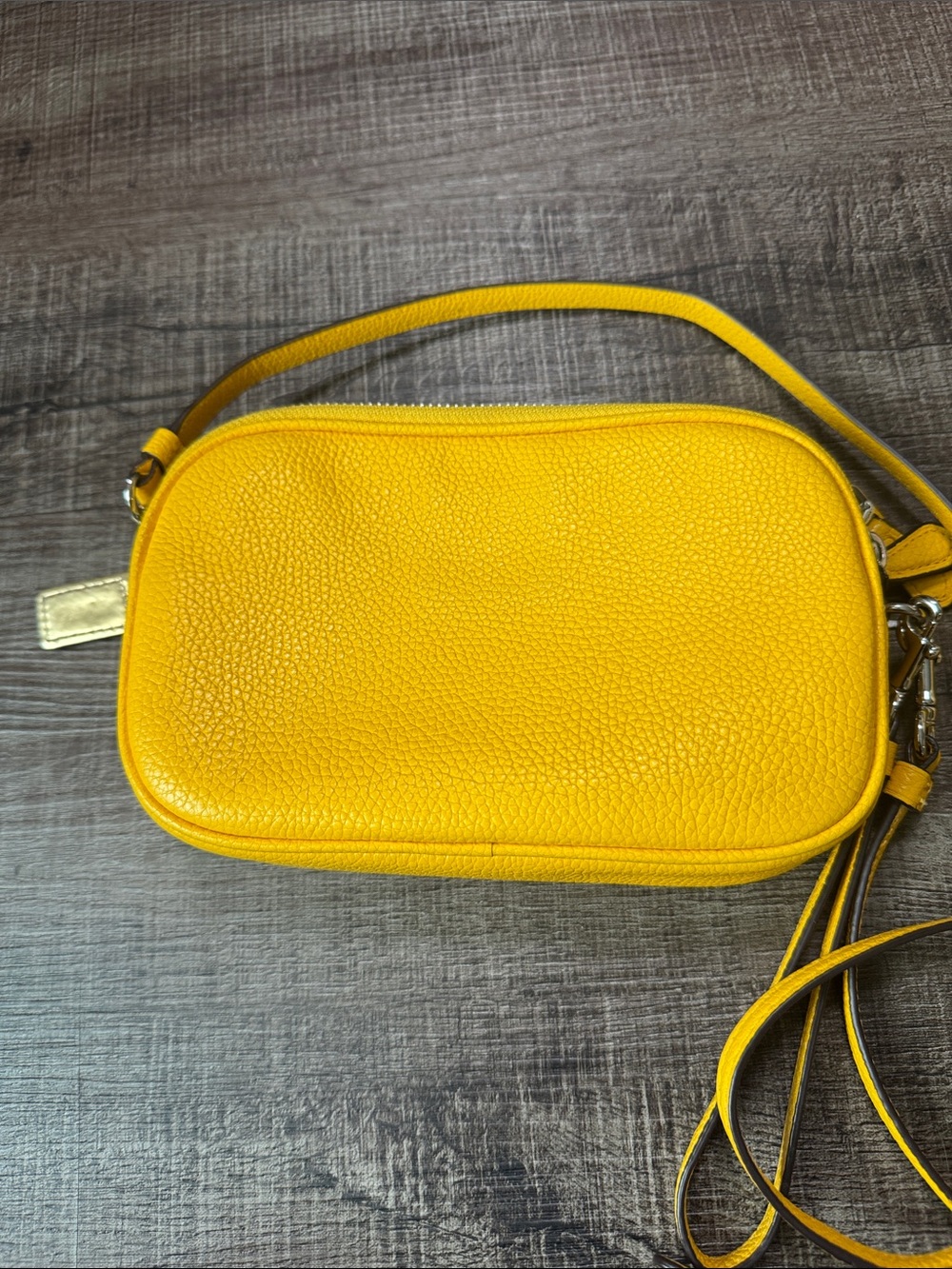 Coach Yellow Pebbled Leather Crossbody Wristlet - Picture 3 of 15